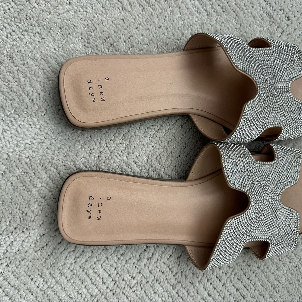 A New Day Women's Sparkling Silver Mules